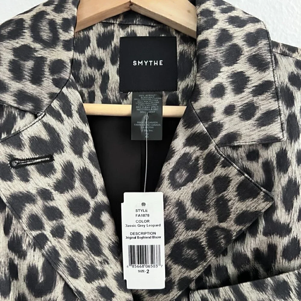 NWT Smythe Original Boyfriend Blazer In Classic Grey Leopard US 2‌‌‌‌‌‌‌‌‌‌‌‌‌‌‌
